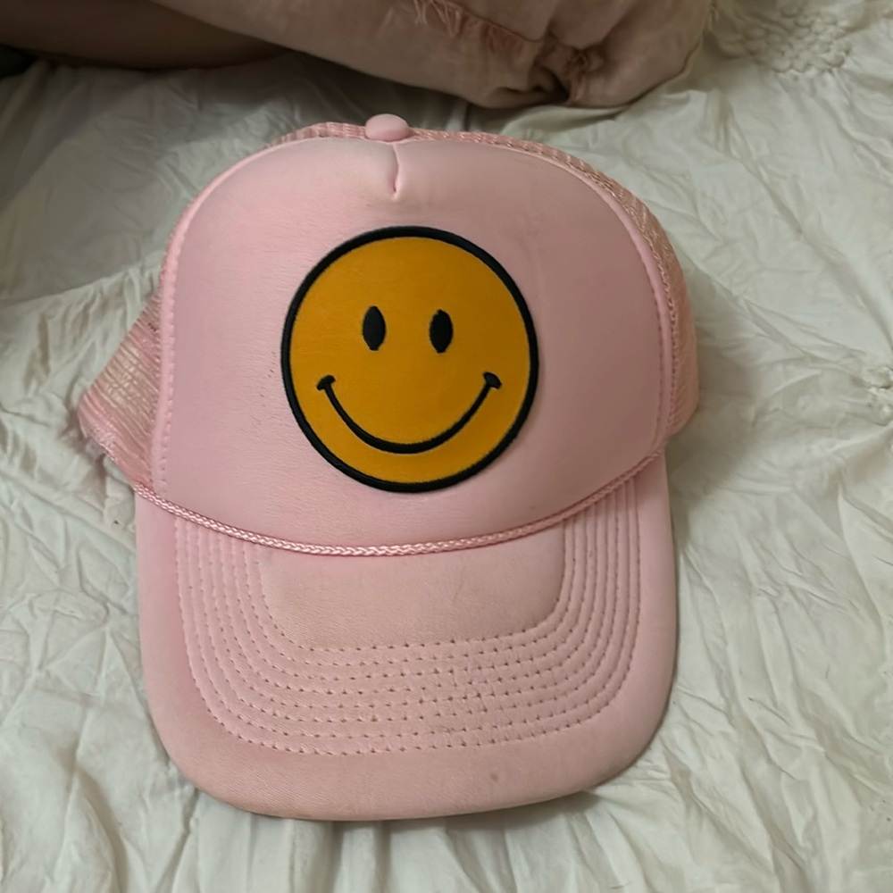 Pink Smiley Face Trucker Hat